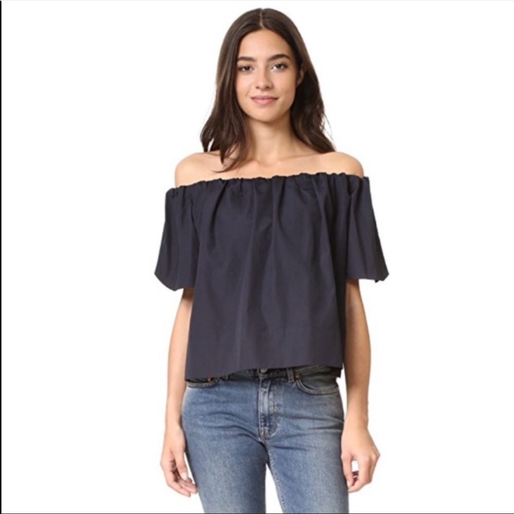Vince off the shoulder top in black